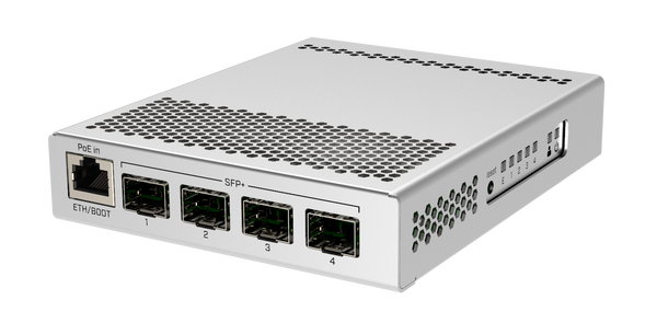 Switch Mikrotik, Cloud Router CRS305-1G-4S+IN, 4x porturi SFP+, 1x port Gigabit, carcasa metalica, alimentare dubla 12v-57v, Dual boot, RouterOS sau SwitchOS