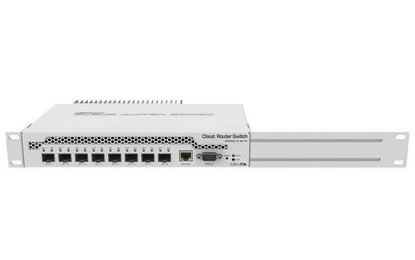 Switch Mikrotik, Cloud Router CRS309-1G-8S+IN, 8x porturi SFP+, 1x port gigabit, carcasa 1U rackmount, Dual boot, RouterOS sau SwitchOS