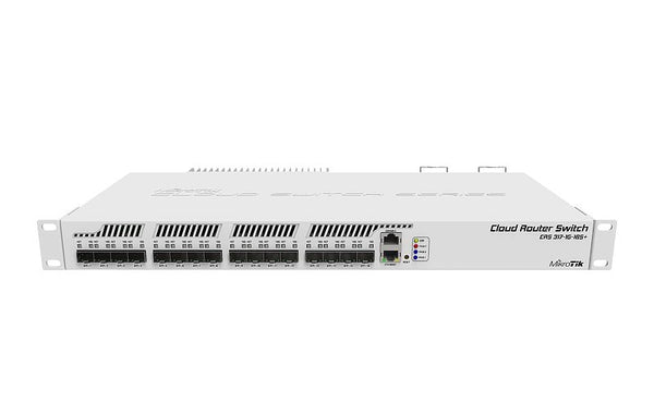 Switch Mikrotik, Cloud Router CRS317-1G-16S+RM, 16x porturi SFP+, 1x port RJ45, carcasa 1U rackmount, Surse Redundante, Dual boot, RouterOS sau SwitchOS