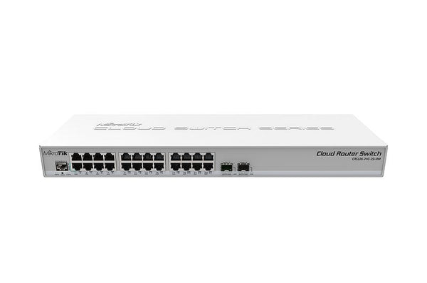 Switch Mikrotik, Cloud Router CRS326-24G-2S+RM, 24x porturi Gigabit, 2x porturi SFP+, carcasa 1U rackmount, Dual boot, RouterOS sau SwitchOS