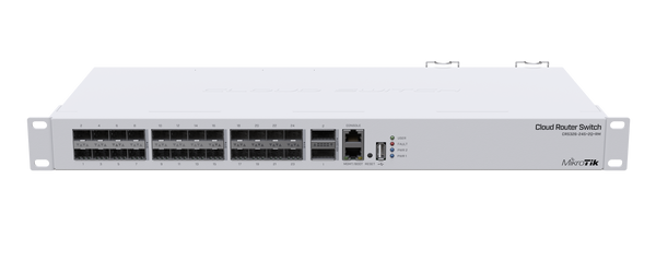 Switch Mikrotik, Cloud Router CRS326-24S+2Q+RM, 24x porturi SFP+, 2x port QSFP+, 1x RJ45, carcasa 1U rackmount, Surse Redundante, Dual boot, RouterOS sau SwitchOS