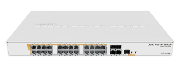 Switch Mikrotik, Cloud Router CRS328-24P-4S+RM, 24x porturi Gigabit POE/POE+, 4x porturi SFP+, carcasa 1U rackmount, Dual boot, RouterOS sau SwitchOS