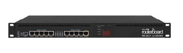 Router Mikrotik, RB3011UiAS-RM, 10x RJ45 Gigabit, 1x SFP, CPU ARM Dual-Core, Display LCD, Refurbished